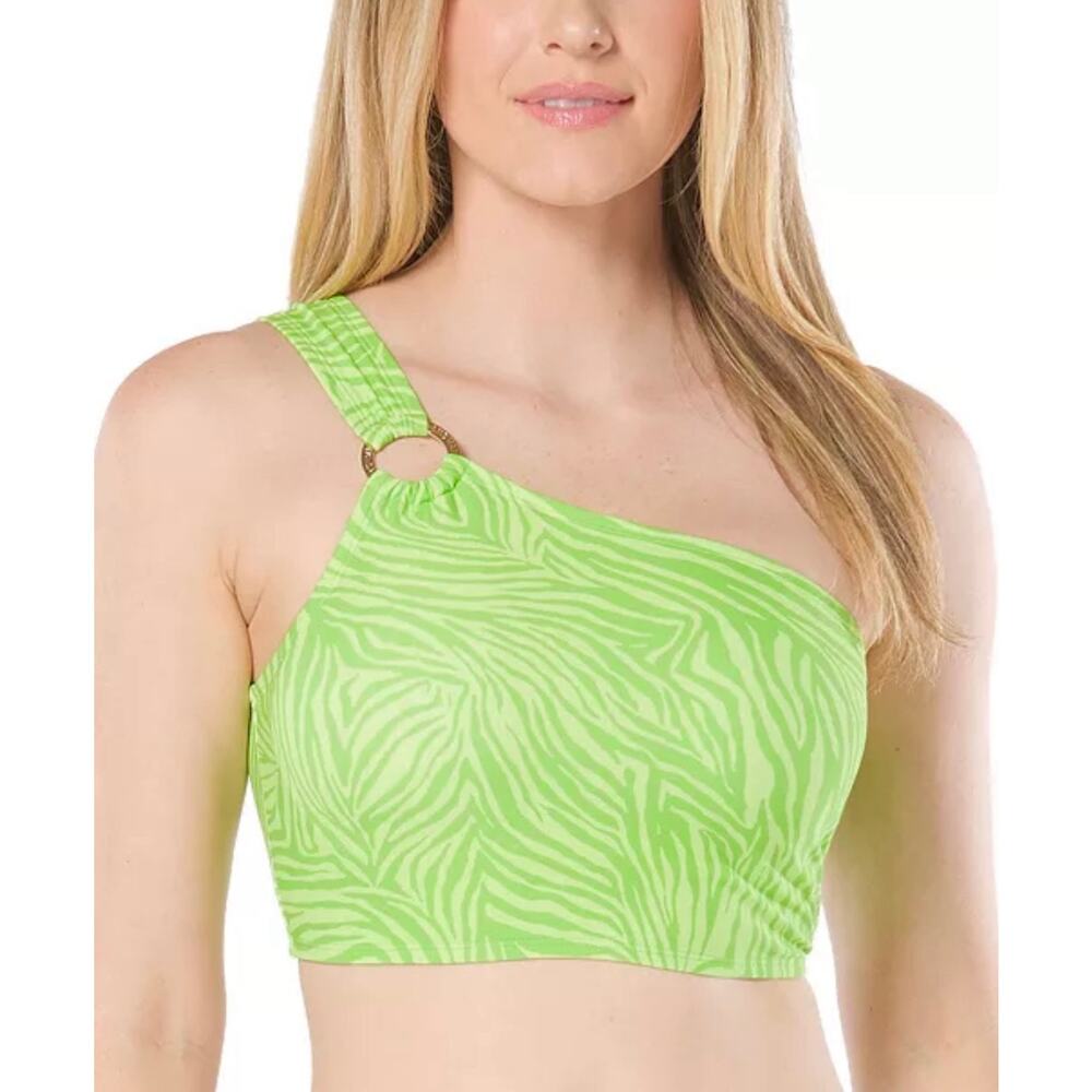 MICHAEL Michael‎ Kors One Shoulder Bikini Top in Green Size M Beach Swimwear